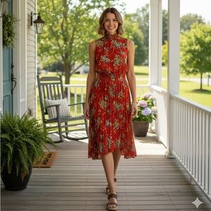 Nanette Lapore sleeveless midi dress, pleated skirt, fully lined, size 8